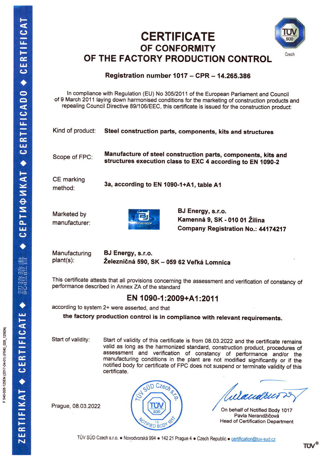 Certificate 1090