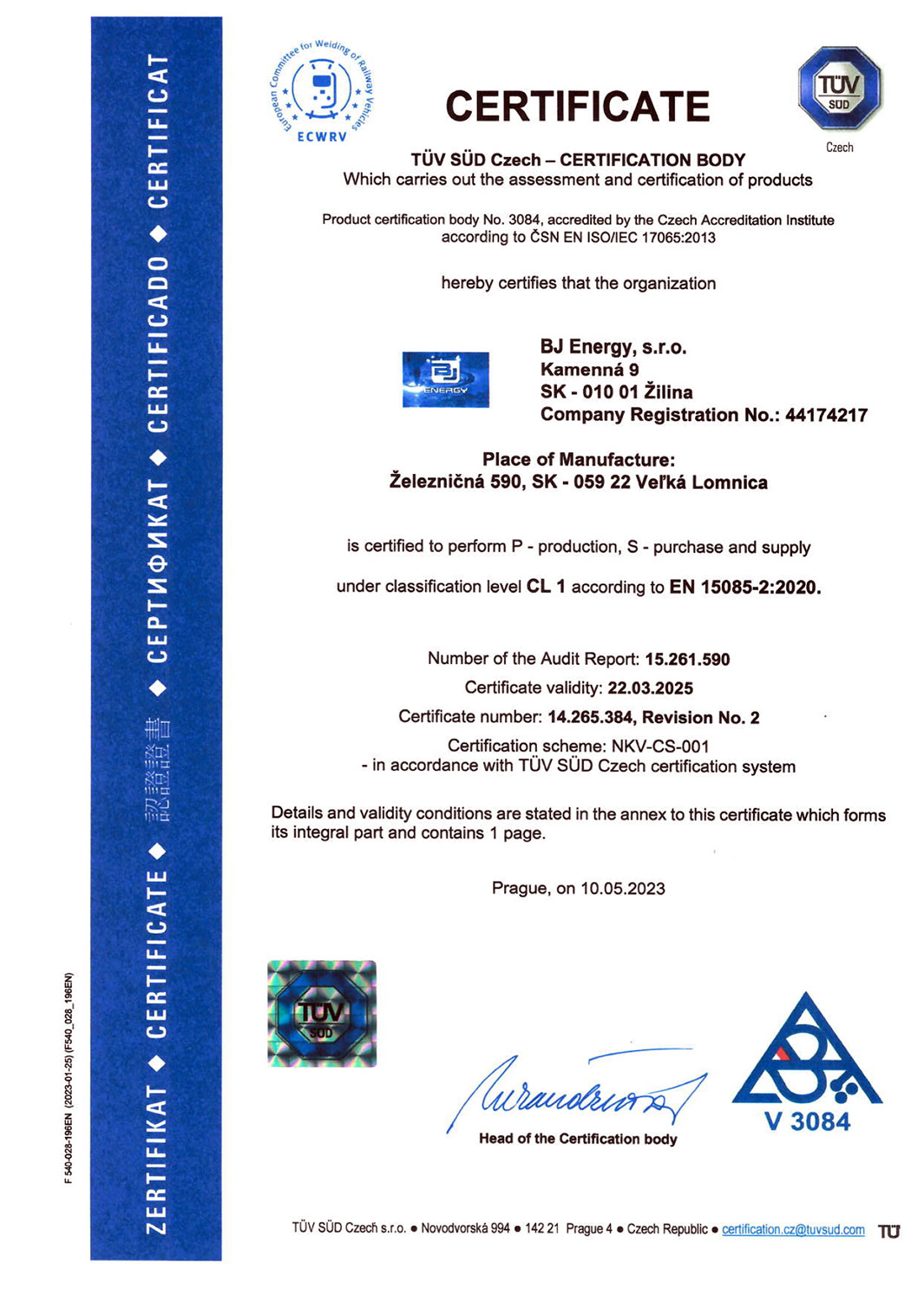 Certificate 15085